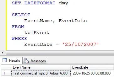 Setting the dateformat