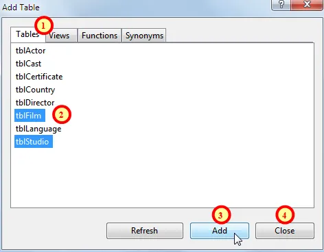 Adding tables to a view