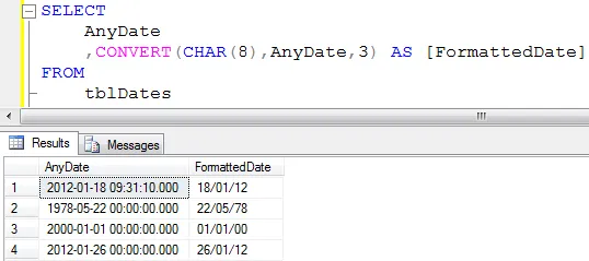 Formatting dates with CONVERT