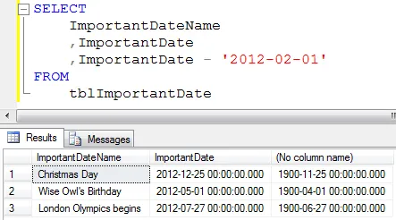 Working out the difference between dates