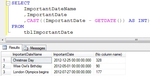 Using GETDATE in a calculation