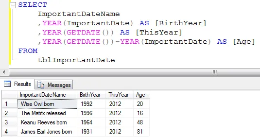 DATEDIFF with years