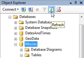 Refreshing the Object Explorer