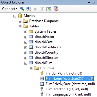 Dragging column names