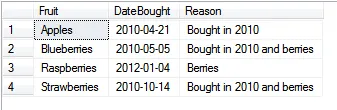 4 rows returned from query