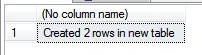 Created 2 rows message