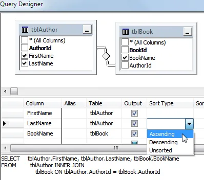 Designing a query in the editor