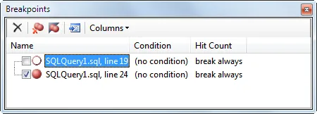 Breakpoints window