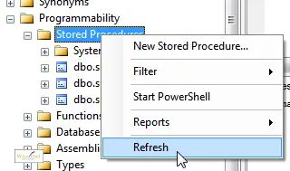 Refreshing list of stored procedures