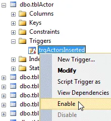 Enabling a trigger