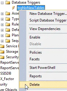 Deleting database trigger