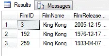 Three films matching results