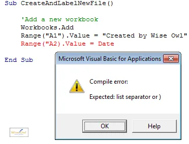 A syntax error in VBA