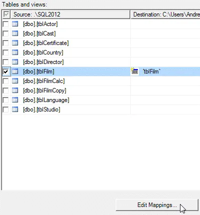 Choosing tables