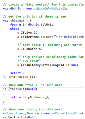 An excerpt from the C# for the current page. An excerpt from the C# for the current page.
