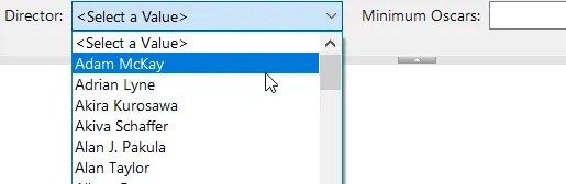 Dropdown parameter