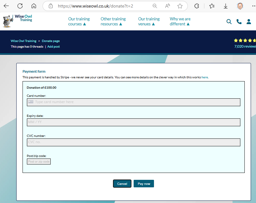 Stripe payment form Stripe payment form