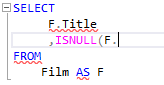 Using a table alias in the ISNULL function in a SQL query.