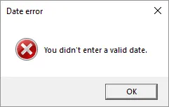 Date error message