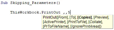 Skip parameters