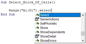 Select method