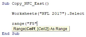 Cell F5