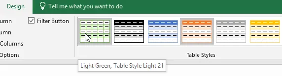 Table styles